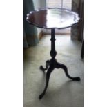 A good George III style (later) scallop edge topped mahogany Wine Table on three downswept legs