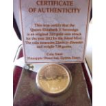 A boxed 2012 UK gold Sovereign