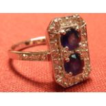 An Art Deco style 18 carat white gold sapphire and diamond Ring