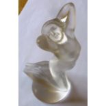 A modern Lalique frosted glass Sculpture of a female nude, signed to underside, 18.