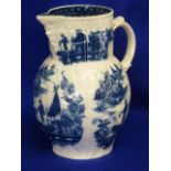 A ceramic "sparrow beak" style Jug (probably late 18th Century Worcester), with restorations,