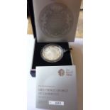 A boxed Limited Edition 2013 UK 5 Pound silver proof Coin commemorating the Christening of HRH