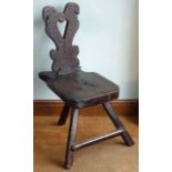 An unusual primitive 19th Century stained pine Chair (possibly made from drift wood),