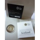 A Limited Edition 2014 Scotland One Pound floral silver proof Coin with paperwork