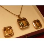 A 14 carat gold large citrine Necklace together with matching Earrings