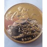 A Queen Elizabeth II gold Sovereign dated 2015