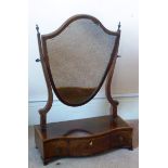 A George III period serpentine fronted flame mahogany and satinwood crossbanded Toilet Mirror,