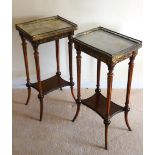 A pair of late 19th Century French marble topped and gilt metal mounted faded mahogany Étagère's,