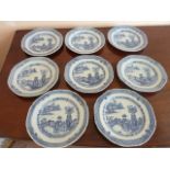 A set of eight late 18th Century Chinese Exportware blue and white porcelain Plates,