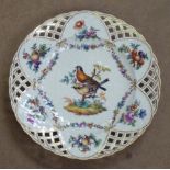 A fine 19th Century Continental porcelain Cabinet Plate with reticulated border and central