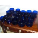 A selection of various 19th and 20th Century Bristol blue style Glass Rinsers/Washers etc.