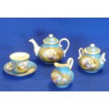 A 19th Century Sevres porcelain Bachelors Tea Service comprising Tea Pot, single Cup and Saucer,