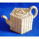 A late 18th Century basalt Tea Pot by Wedgwood & Bentley (impressed mark to underside), the lid,