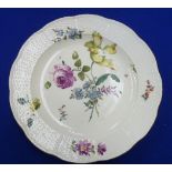 A 19th Century Meissen porcelain Cabinet Plate finely decorated with flowers,