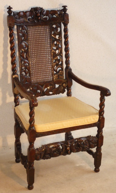 A late 17th Century walnut open Armchair,