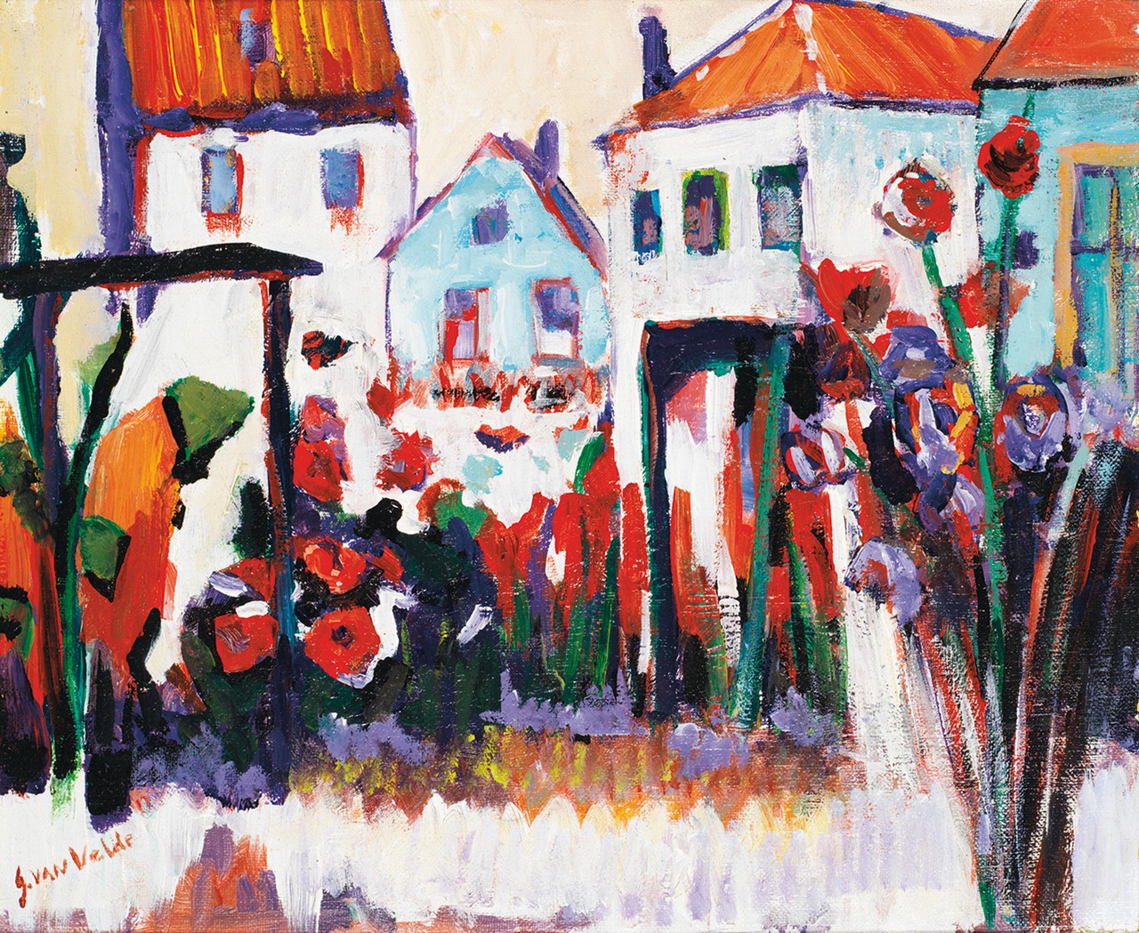 Geer Van Velde (1898-1977) Village fleuriHuile sur toile marouflée sur isorelSignée en bas à