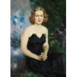 Howard Chandler Christy  (1873-1952) Portrait de femme, 1942Huile sur toileSignée et datée en bas