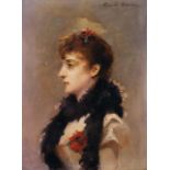 Louise Abbema (1858-1927) Portrait de Madame ReichenbergHuile sur panneauSignée en haut à droite35 x