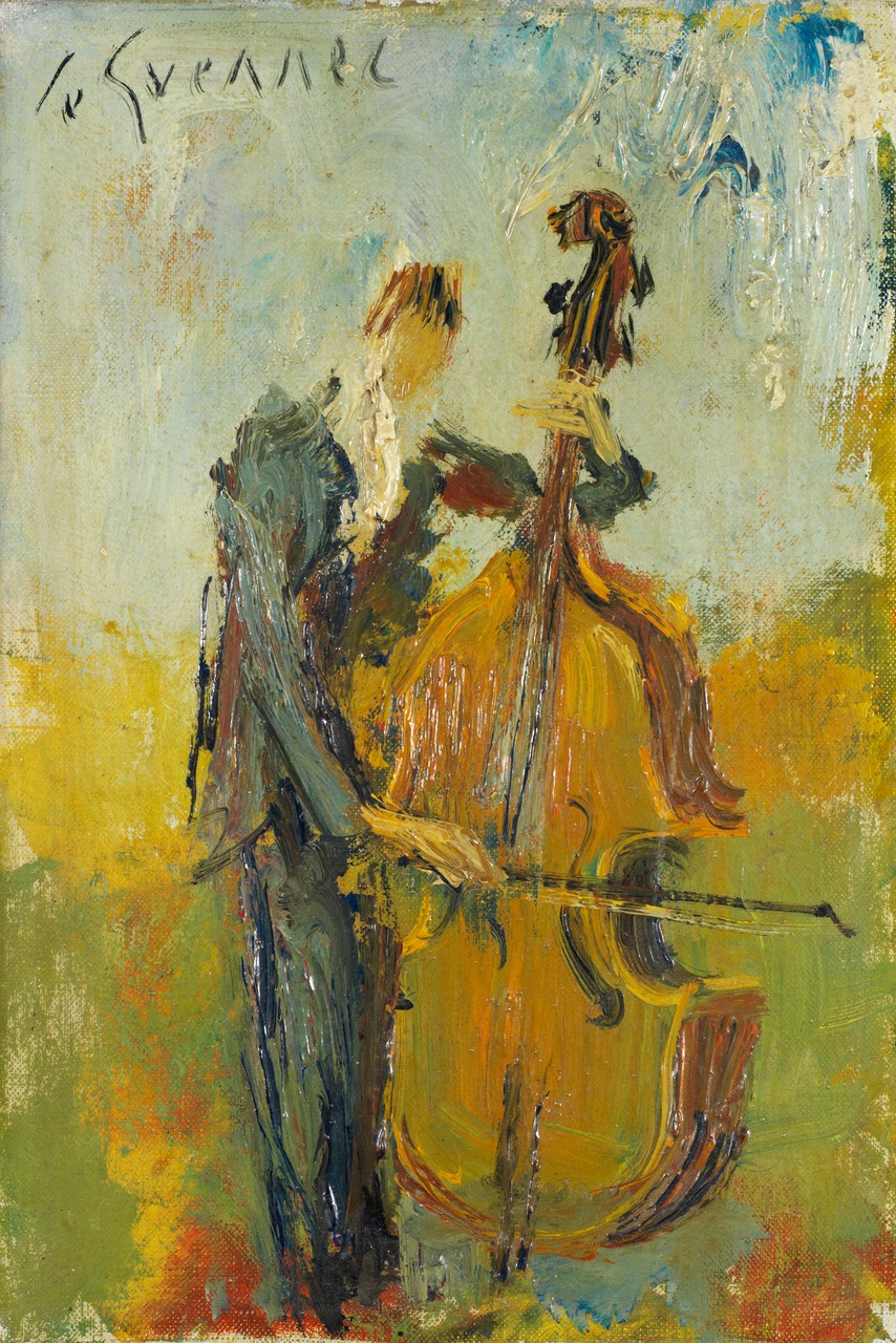 Jean le Guennec (1924-1986) Le violonisteHuile sur toileSignée en haut à gauche24 x 16 cm
