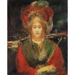 Henry de Groux (1867-1930) La Reine de SabaHuile sur toileSignée en bas à gauche40 x 31,5 cm