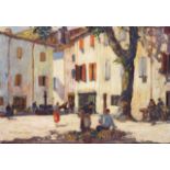 Louis Floutier (1882-1936) Place de villageHuile sur toileSignée en bas à gauche34 x 45 cm