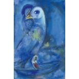 MARC CHAGALL (1887-1985) L'oiseau Bleu, 1952 Gouache, pastel and ink on paper ; Signed and dated