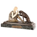 DEMETER H. CHIPARUS (1886-1947) "Accident de chasse" Sculpture chryséléphantine Art Déco, bronze à