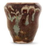 Ernest CHAPLET (1835-1909) Vase cratère à ressaut en grès porcelainique, à décor de coulures