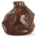Pierre-Adrien DALPAYRAT (1844-1910) Vase piriforme en grès, à corps cabossé et col ourlé, à décor en