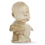 JEAN CARRIÈS (1855-1894) "Tête de bébé au nez retroussé dit le Petit Voyou" Sculpture en grès, 1891,