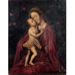 École FLAMANDE du XVIe siècle, suiveur d'Adriaen ISENBRANDT Vierge à l'Enfant Panneau de chêne,