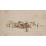 Israël SYLVESTRE dit le Jeune (Nancy 1621-Paris 1691) Scène d’auberge itinérante Plume et encre