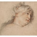 Attribué à Theodoor van THULDEN (1606-1669) Tête de femme d’après Rubens Trois crayons, plume et