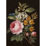 Suiveur de Barbara DIETZSCH (1706-1783) Roses et lys Gouache Trait d'encadrement doré Gouache A