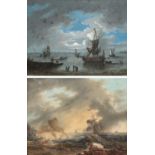 Suiveur de Joseph VERNET Une paire de marines Gouache et plume et encre noire Écaillures sur l’une