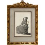 École française du XVIIIe siècle Portrait présumé de Marie-Antoinette en habit de deuil Aquarelle