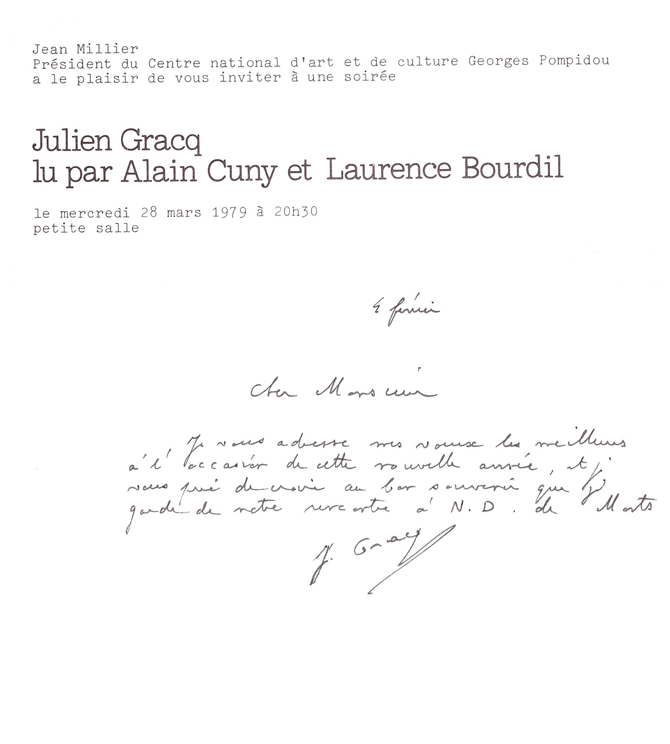 Louis Poirier pseud. Julien GRACQ. 1910-2007. Écrivain. 56 Lettres ou cartes aut. signée "Louis - Bild 2 aus 2