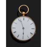 ANONYME XIXèME Montre de poche en or jaune. Cadran émail blanc (manque) avec index chiffres