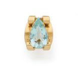 An aquamarine and gold ring, circa 1960.