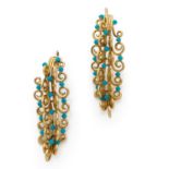 VERGER FRERES ANNEES 1940A turquoise and gold pair of ear pendants by VERGER Frères, circa 1940.