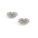 RENE BOIVIN ANNEES 1935 A diamond and platinum pair of clips by RENE BOIVIN, circa 1935.