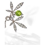 RENE LALIQUE ANNEES 1892-1894A peridot, diamond, gold and silver brooch by RenE LALIQUE, circa