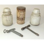 Nations's Powdered Genuine Bridgwater Bath Brick in original unopened canister; a BR carriage key;