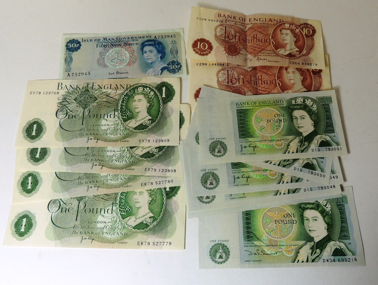 BANK OF ENGLAND - consecutive groups of £1 notes: Portrait series signed Page ER 78 527779/80 and