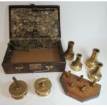 Merryweather - four brass fire hose nozzles, different sizes, each stamped with makers name and "
