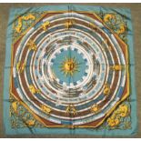 HERMES - a silk scarf, Dies et Hore designe by F Faconnet, no box ++good condition