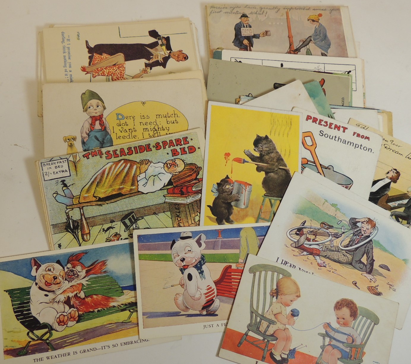 Approx 105 comic postcards including Lawson Wood, Cynicus, Geo Studdy Bonzo, Donal McGill, Agnes