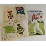 PLAYERS (Players Please) - Cricket Fixtures card for 1939 together with a small selection of silk