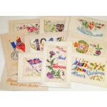 Twenty WWI embroidered silk postcards some with card inserts (20)