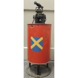 An early St Albans hand operated fire extinguisher the red painted metal "bucket" with St Albans